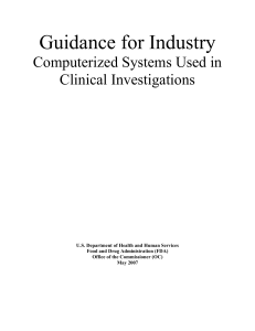 Guidance for Industry Computerized Systems Used in Clinical Investigations