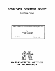 OPERA TIONS RESEARCH CENTER MASSACHUSETTS  INSTITUTE OF  TECHNOLOGY