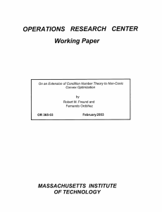 CENTER OPERA  TIONS RESEARCH Working Paper MASSA CHUSETTS INSTITUTE