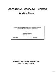 OPERA  TIONS RESEARCH CENTER Working Paper MASSACHUSETTS  INSTITUTE