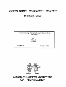 OPERA  TIONS RESEARCH CENTER MASSACHUSETTS  INSTITUTE OF  TECHNOLOGY