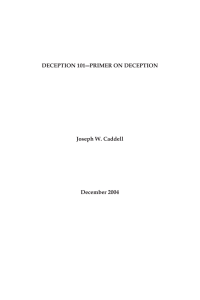 DECEPTION 101―PRIMER ON DECEPTION Joseph W. Caddell December 2004