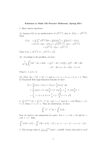 Solutions to Math 105 Practice Midterm1, Spring 2011 G t
