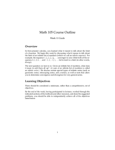 Math 105 Course Outline Overview Week 11 Goals