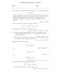 Final Exam Review Sheet - Math 105 Name: SID: