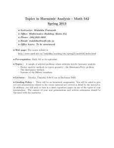 Topics in Harmonic Analysis - Math 542 Spring 2013