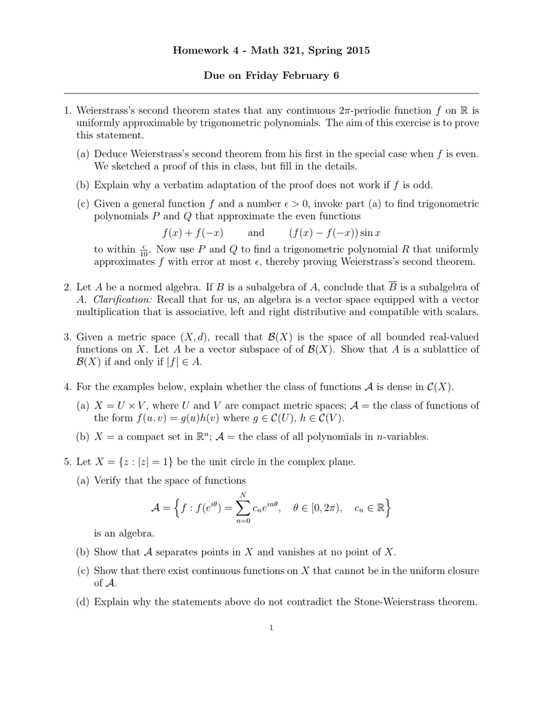 Homework 4 Math 321 Spring 15