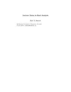 Lecture Notes in Real Analysis Eric T. Sawyer McMaster University, Hamilton, Ontario