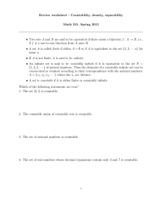 Review worksheet - Countability, density, separability Math 321, Spring 2015