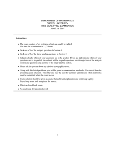 DEPARTMENT OF MATHEMATICS DREXEL UNIVERSITY PH.D. QUALIFYING EXAMINATION JUNE 28, 2007