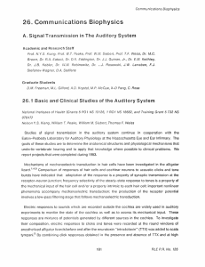 26.  Communications  Biophysics The  Auditory System A.  Signal
