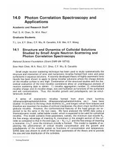 14.0 Photon  Correlation  Spectroscopy  and Applications