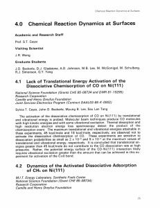 4.0  Chemical  Reaction  Dynamics  at ... 4.1 CO Chemisorption