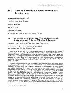 Photon  Correlation  Spectroscopy  and 14.0 Applications 14.1