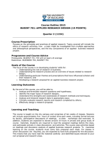 Course Outline 2015 BUSINT 701: APPLIED RESEARCH DESIGN (15 POINTS)