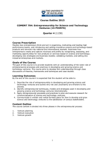 Course Outline 2015 COMENT 704: Entrepreneurship for Science and Technology