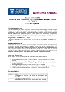 Course Outline 2016 INNOVENT 301: Technology and Innovation for Business Growth