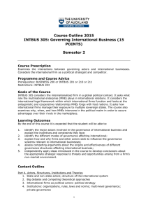 Course Outline 2015 INTBUS 305: Governing International Business (15 POINTS)