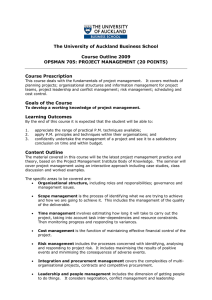The University of Auckland Business School Course Outline 2009