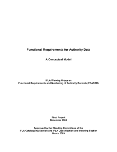 Functional Requirements for Authority Data  A Conceptual Model