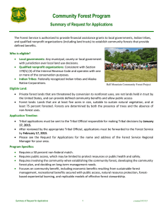 Community Forest Program Summary of Request for Applications