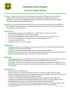 Community Forest Program Summary of Program Specifics