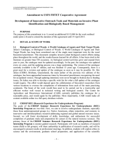 Amendment to USFS FHTET Cooperative Agreement