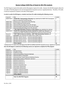 Boston College CSON Plan of Study for MS–PhD students