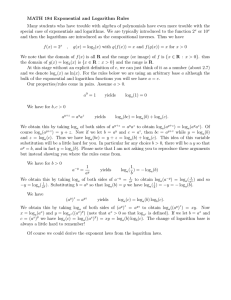 MATH 184 Exponential and Logarithm Rules