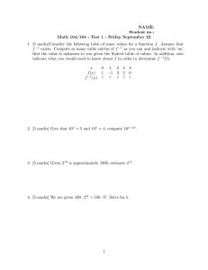 NAME: Student no.: Math 104/184 - Test 1 - Friday September 22