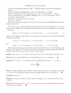MATH 223: Notes on determinants.