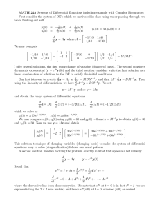 MATH 223 Systems of Differential Equations including example with Complex Eigenvalues
