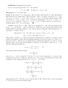 MATH 223. Orthogonal Vector Spaces. U = {v ∈ R