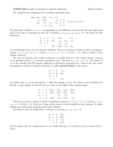 MATH 340 Example of pivoting to optimal solution(s). Richard Anstee