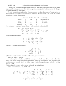 MATH 340 A Sensitivity Analysis Example from lectures