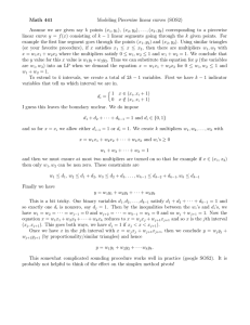 Modeling Piecewise linear curves (SOS2) Math 441 , y