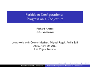 Forbidden Configurations: Progress on a Conjecture