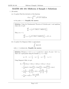 MATH 105 101 Midterm 2 Sample 1 Solutions