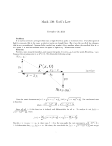 Math 100: Snell’s Law November 19, 2014