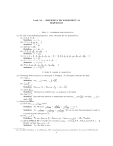 Math 101 – SOLUTIONS TO WORKSHEET 22 SEQUENCES