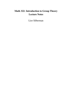 Math 322: Introduction to Group Theory Lecture Notes Lior Silberman