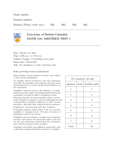 Name (print): Student number: Section (Please circle one): 001