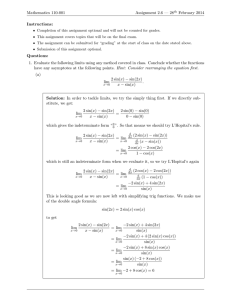 Mathematics 110-001 Assignment 2.6 — 28 February 2014 Instructions: