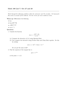 Math 190 Lab 7: Oct 27 and 29