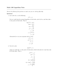 Math 190 Logarithm Note