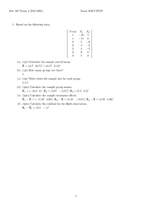 Stat 407 Exam 2 (Fall 2001) Name SOLUTION T reat