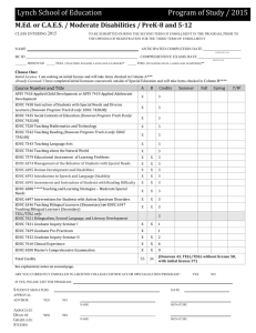 M.Ed. or C.A.E.S. / Moderate Disabilities / PreK-8 and 5-12 2015