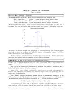 MECH 221 Computer Lab 1: Histogram Lab Activities OVERVIEW: Producing a Histogram