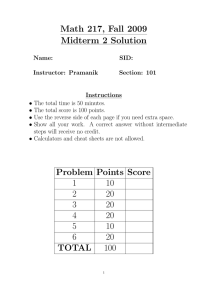 Math 217, Fall 2009 Midterm 2 Solution