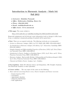 Introduction to Harmonic Analysis - Math 541 Fall 2012